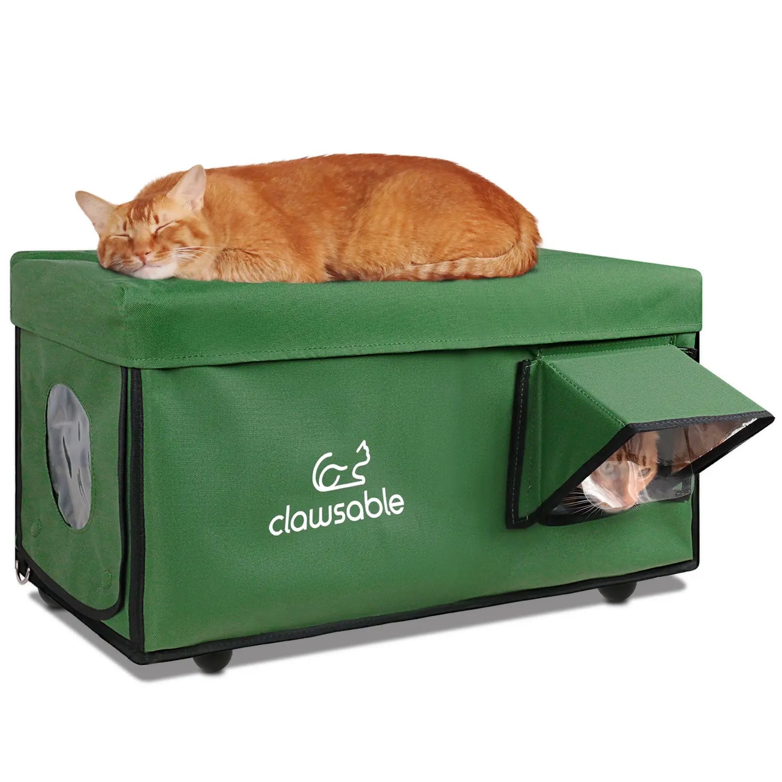 insulated waterproof two door cat house outdoor green large