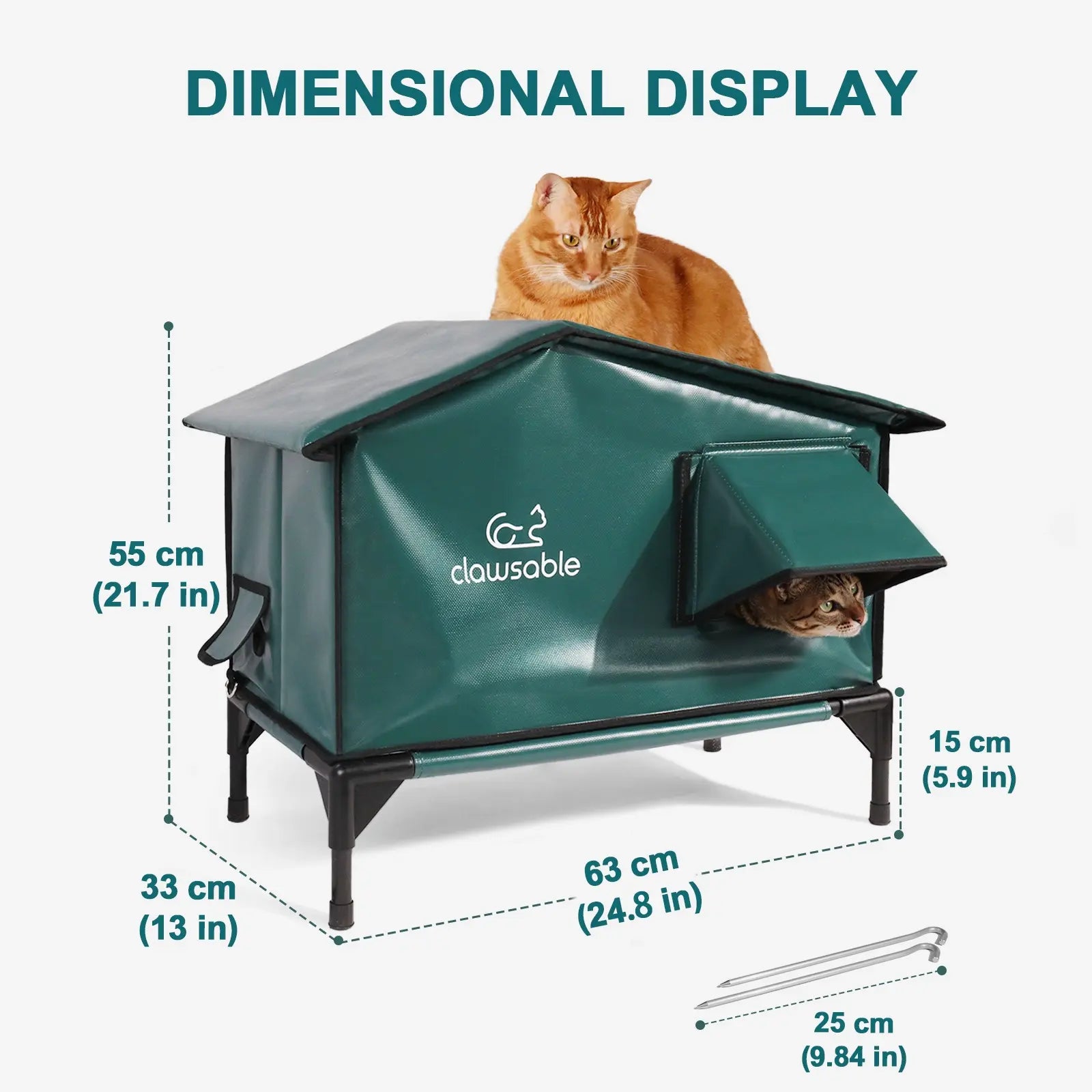 insulated premium cat house large green pvc elevated