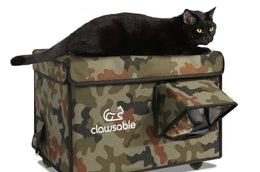 insulated outside cat house lift top green camo medium