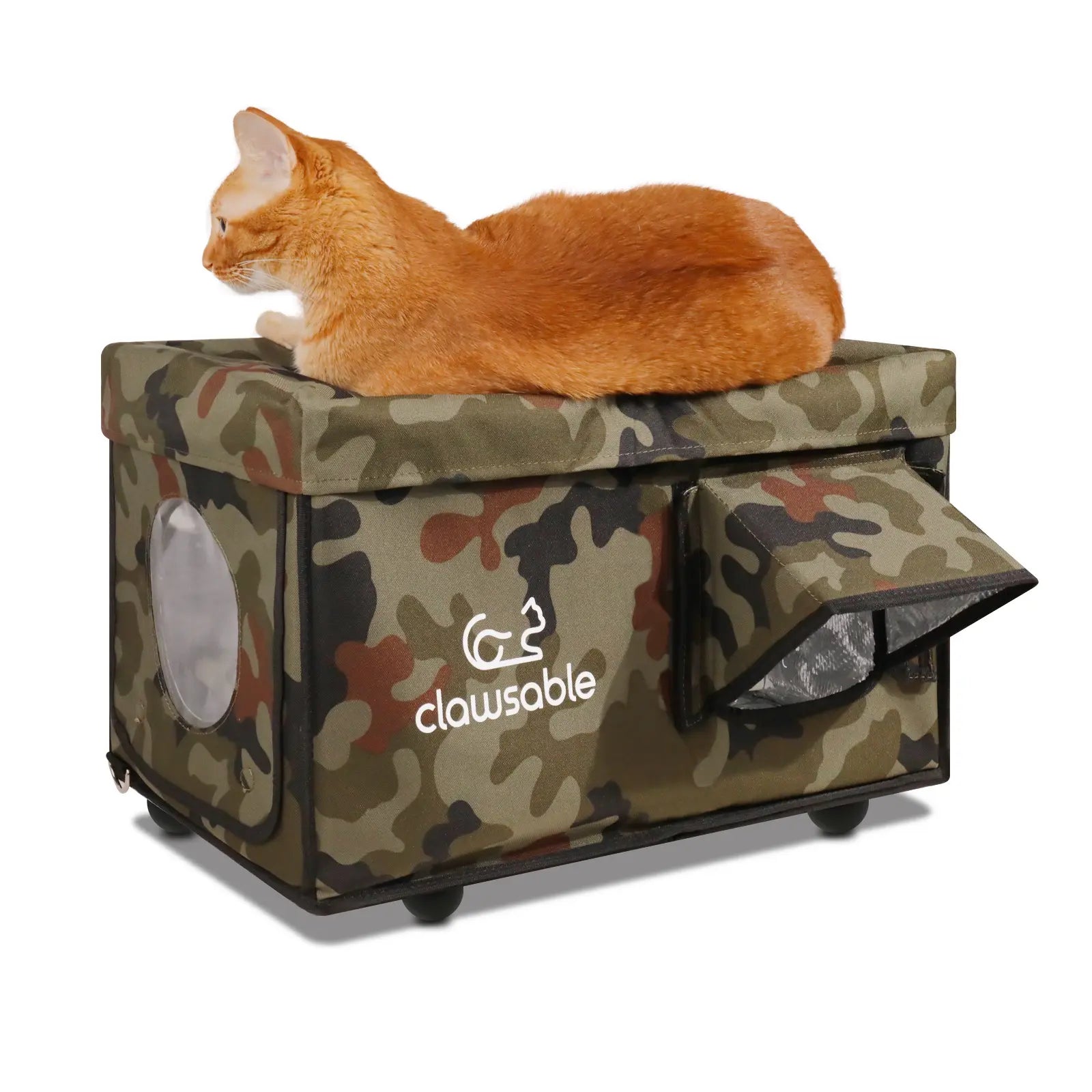Outdoor Insulated Cat House 2-Door Portable Medium – Clawsable