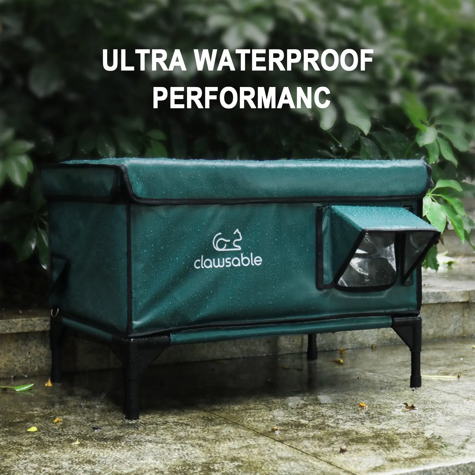 large cat house green pvc lift top waterproof