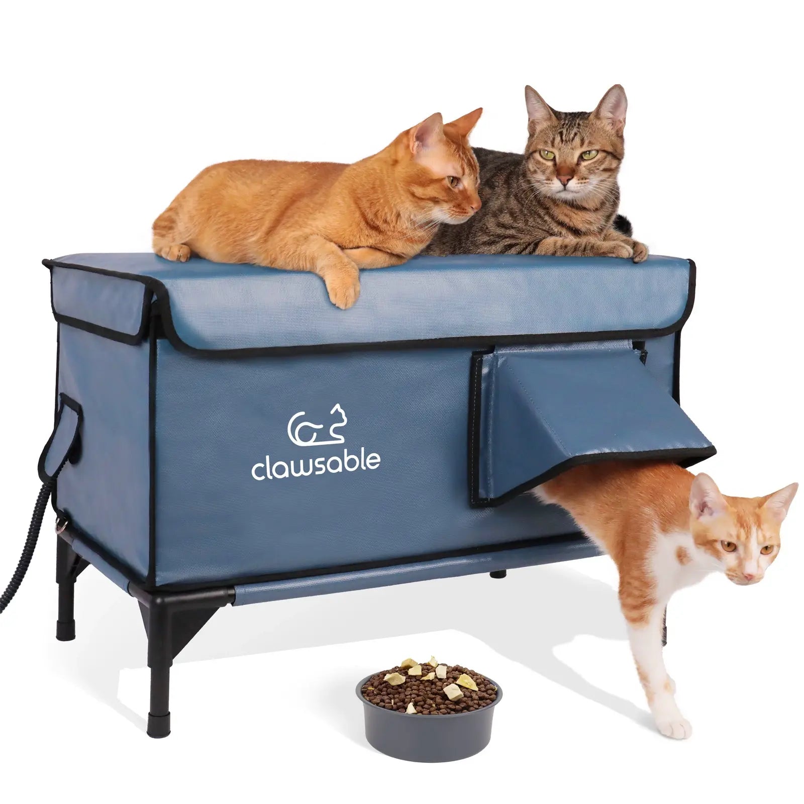 2-Door Enhanced Lift-Top Elevated Heated Outdoor Cat House Large