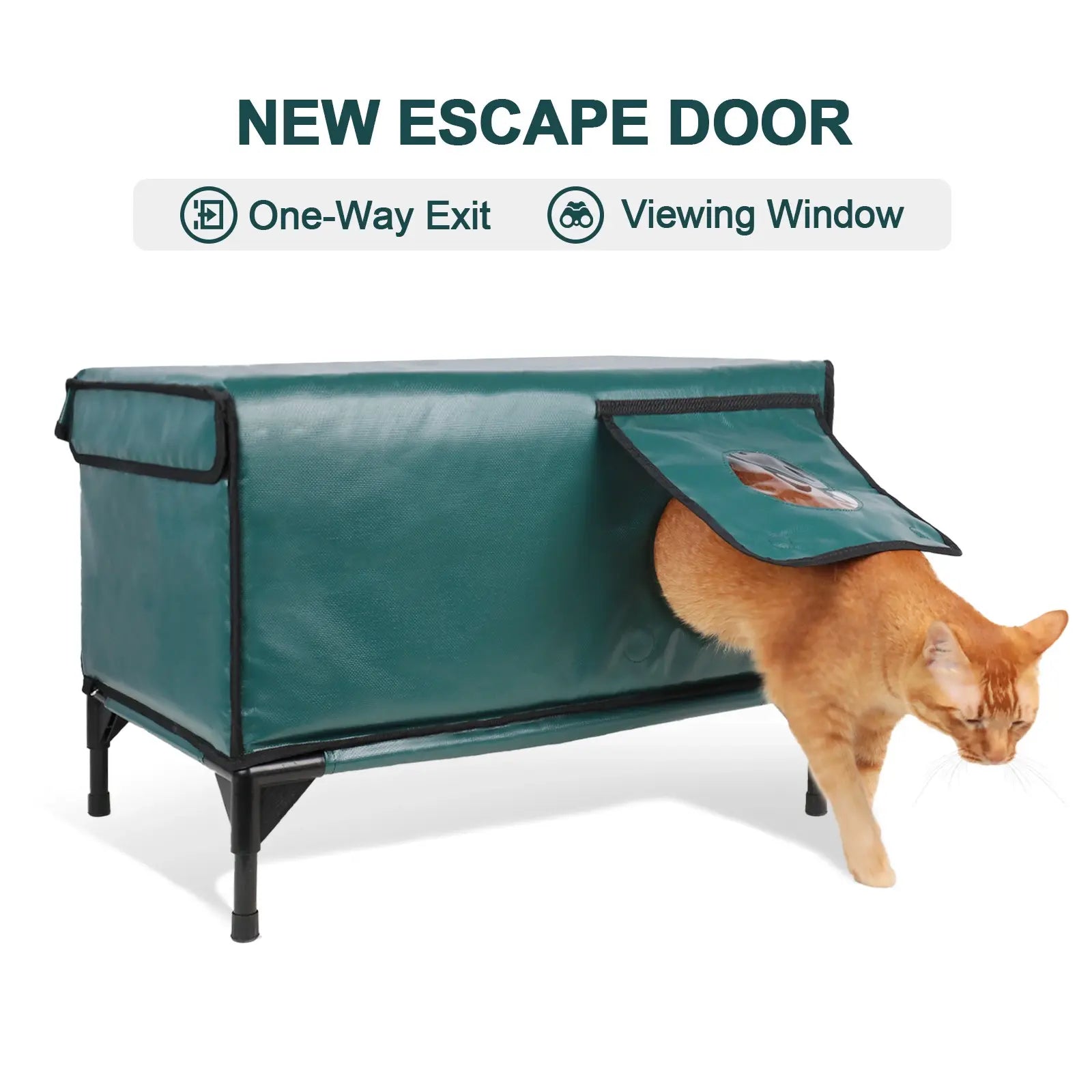 large lift top cat house green pvc escape door