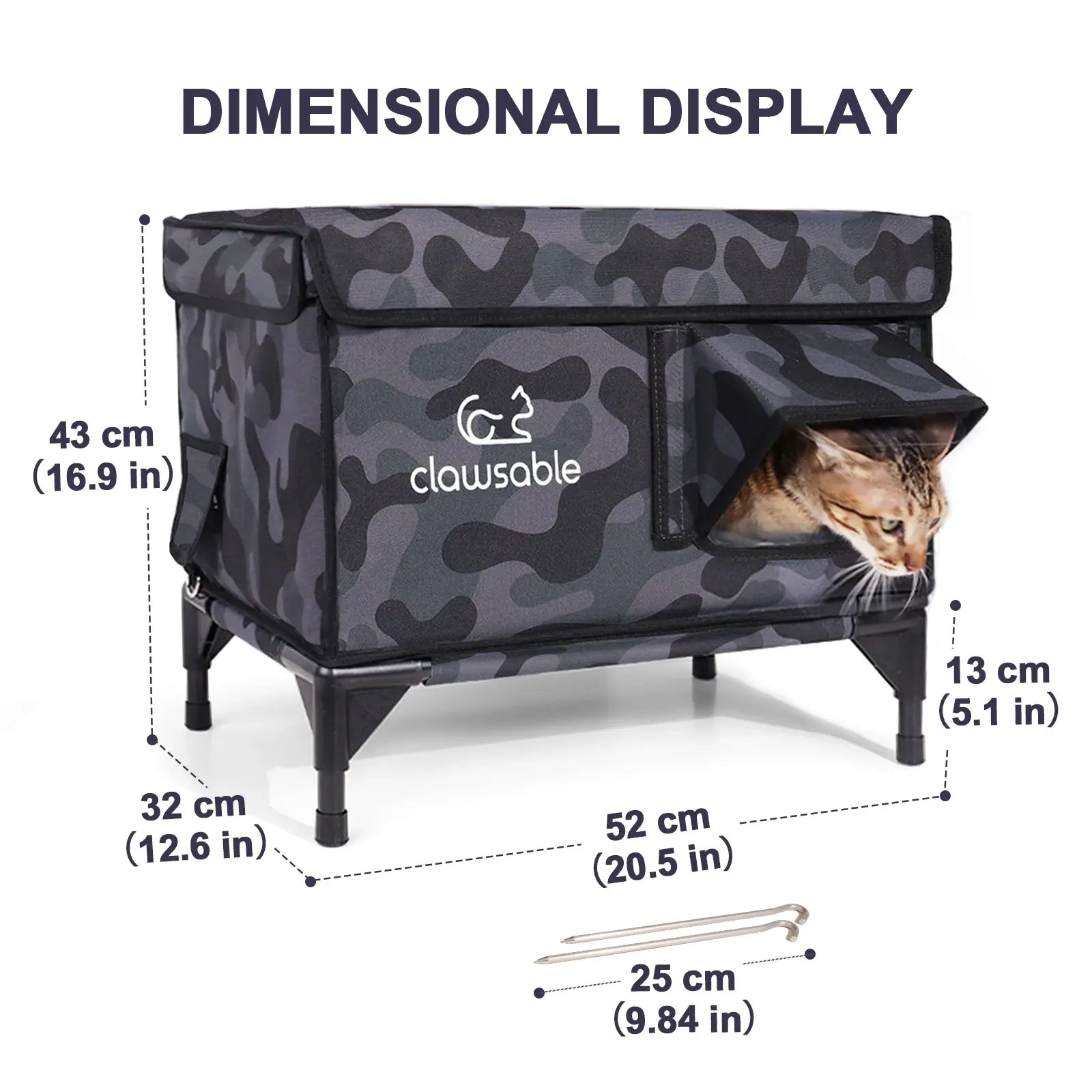 lift top elevated cat house medium black camo insulated size