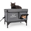 heated outdoor cat house elevated weatherproof medium gray