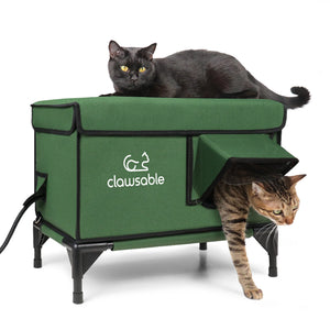 outdoor cat house heated elevated waterproof green medium