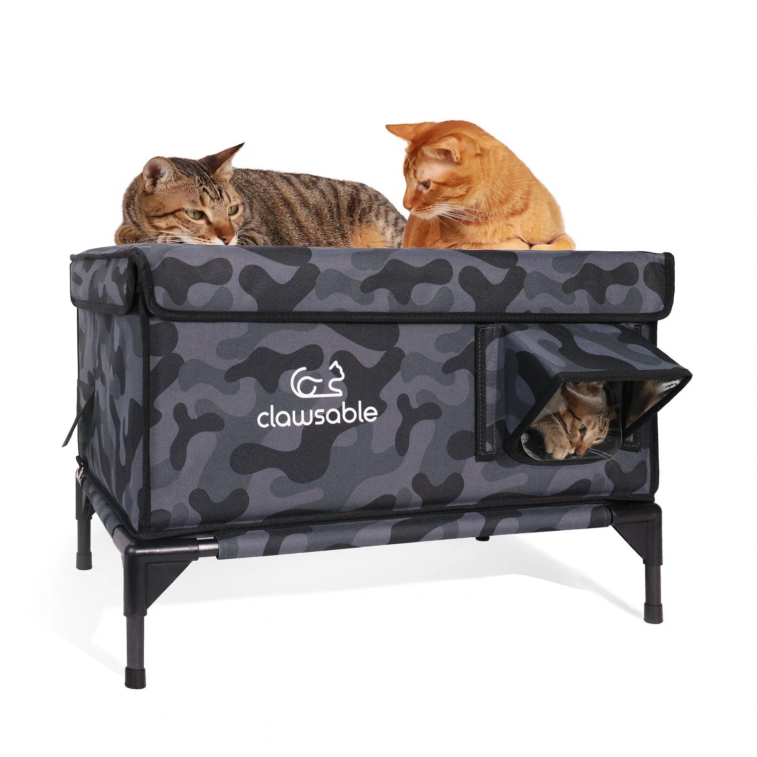 outdoor cat house insulated weatherproof large black camo