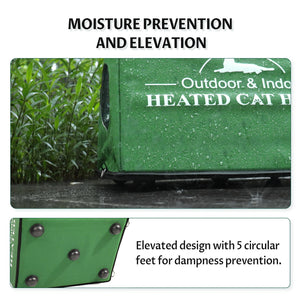 outdoor a shaped portable heated cat house structured to resist rain
