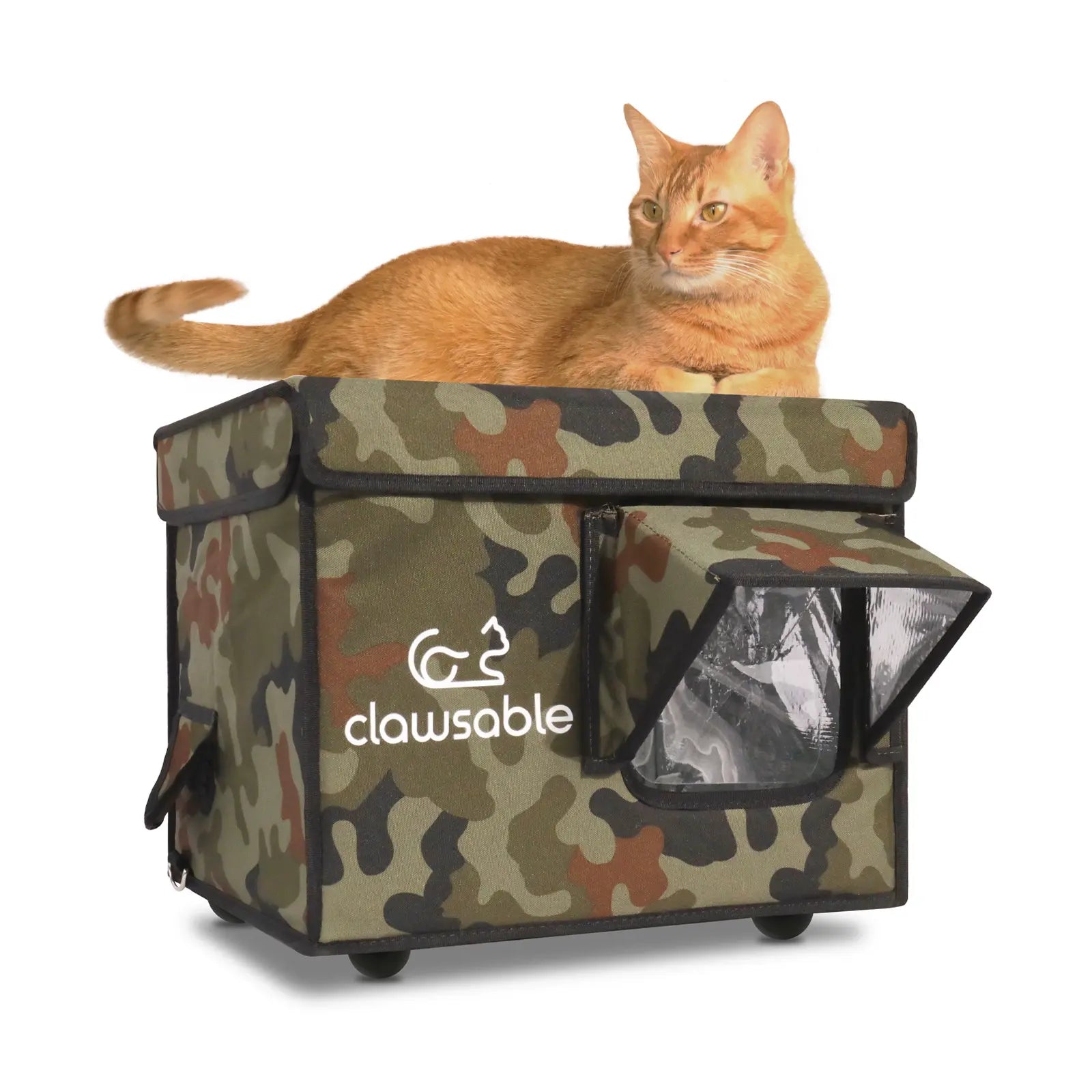 insulated feral cat shelter outside small green camo