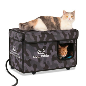 outdoor heatedblack camouflage top openable heated cat house m