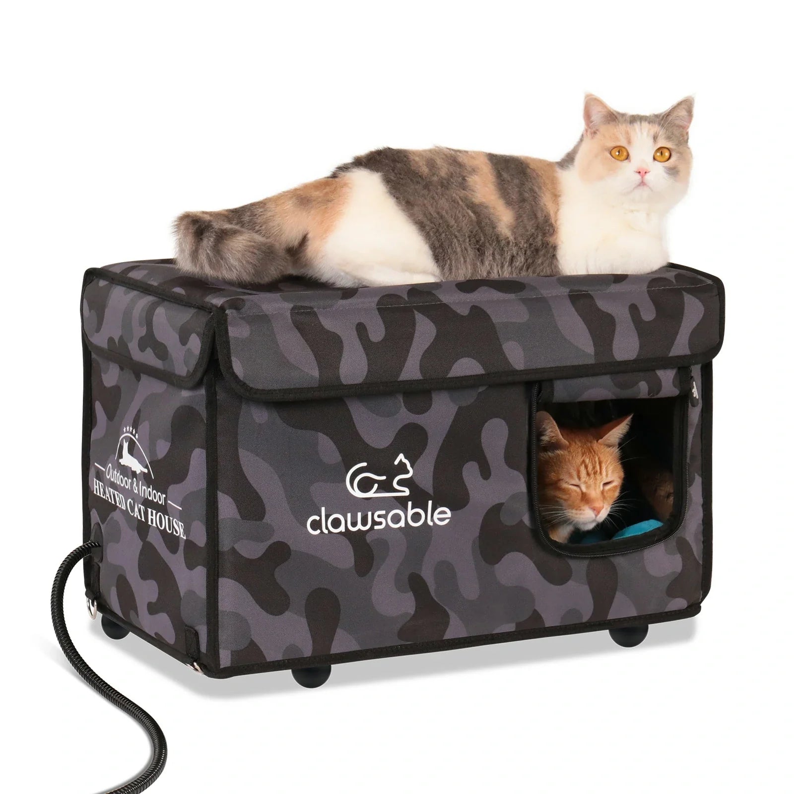 Outdoor Lift Top Heated Cat House Medium Clawsable