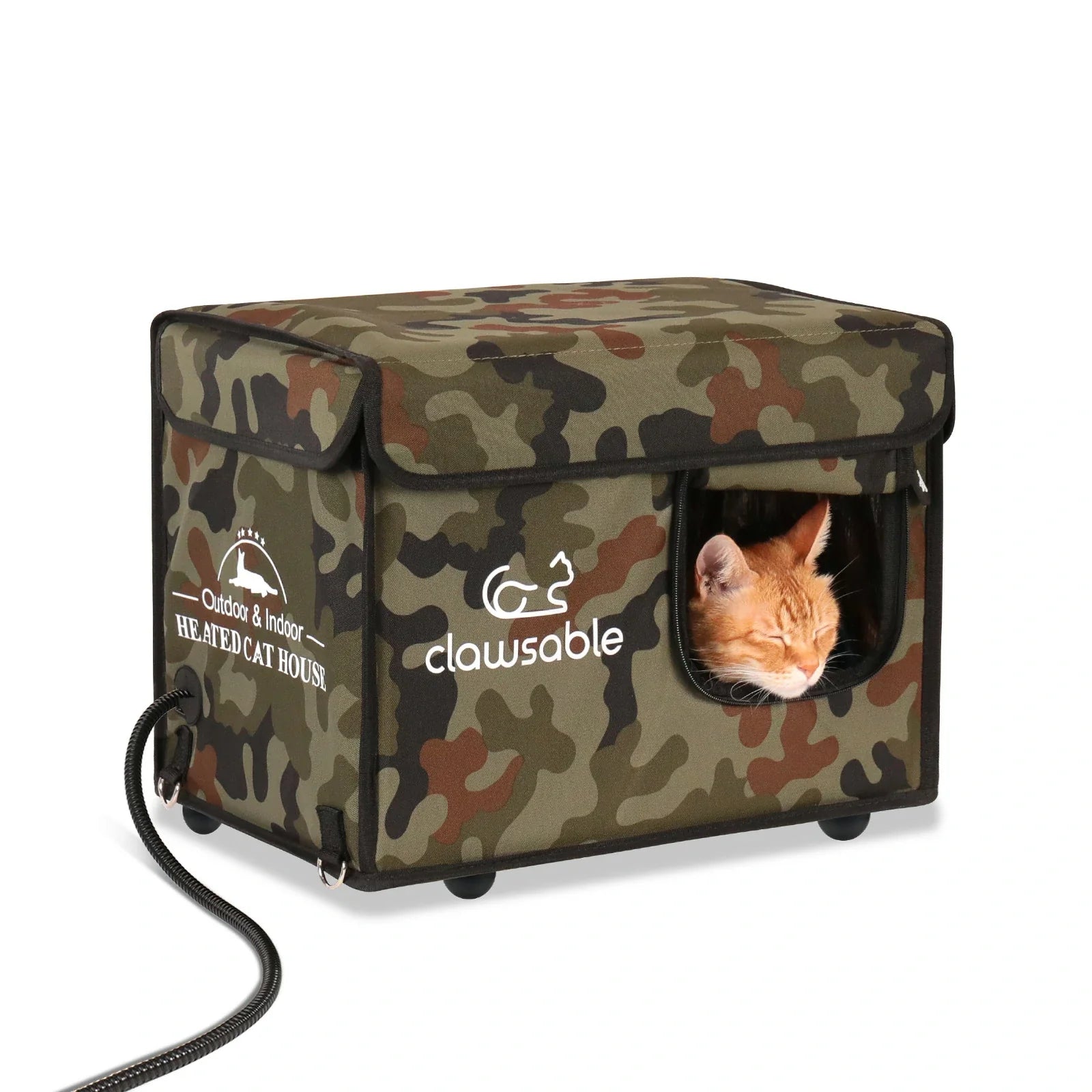 outdoor heatedgreen camouflage dual access cat house s