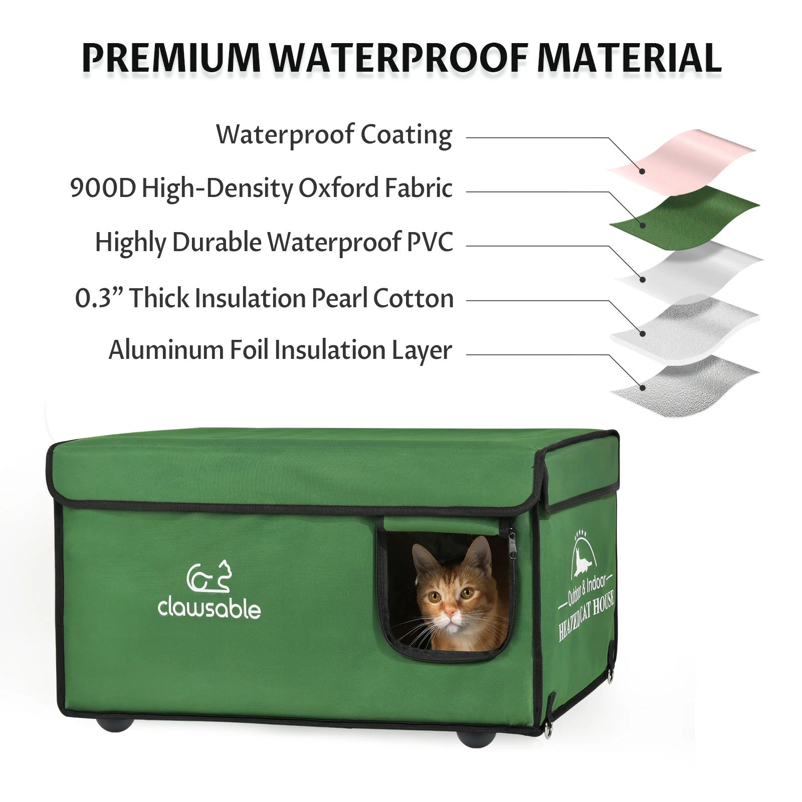 2 in 1 Outdoor Elevated Top-Openable Insulation Cat House – Clawsable