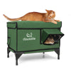 insulated outdoor cat house elevated waterproof green medium