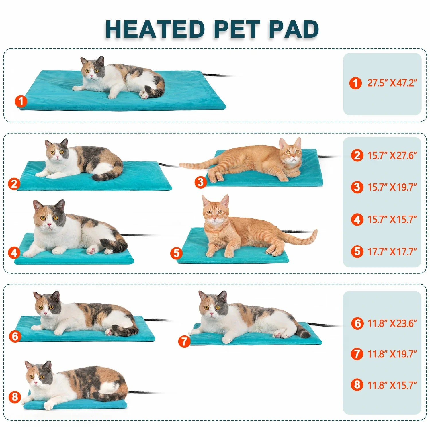 Pet Heated Pad Size Card