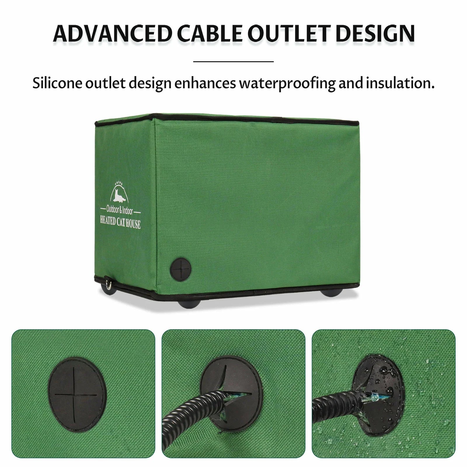 portable heated cat house waterproof insulated cable outlet design 112