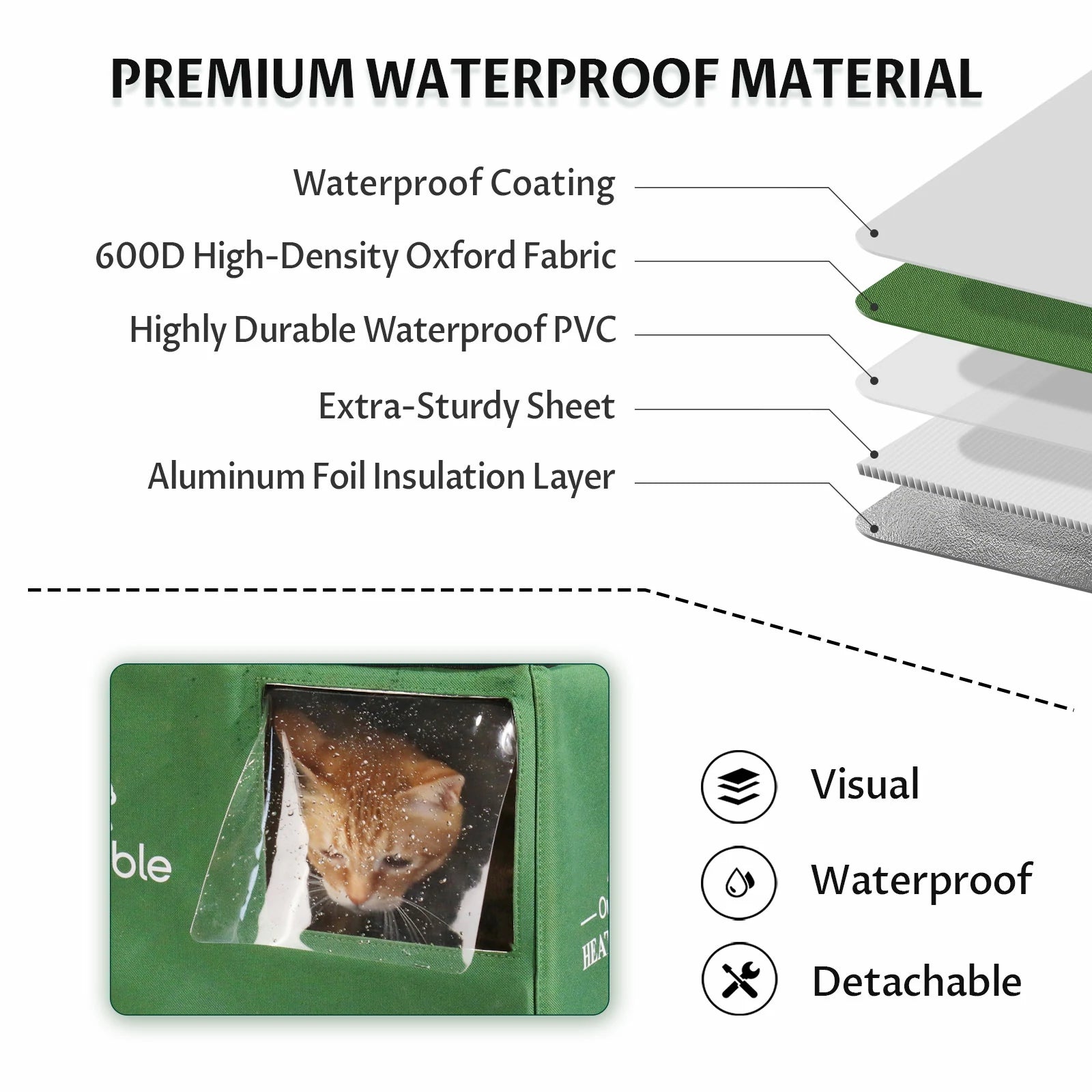2 in 1 Outdoor Elevated Portable Heated Cat House Medium
