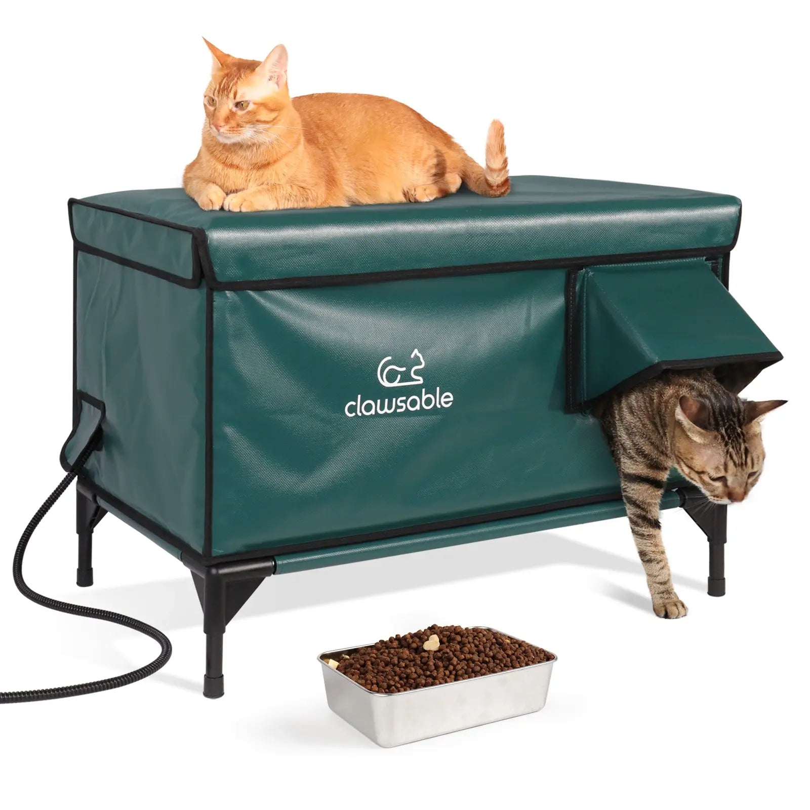 Premium Outdoor Elevated Heated Cat House 2-Door Lift-Top