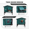 two door cat house premium pet outdoor green pvc small