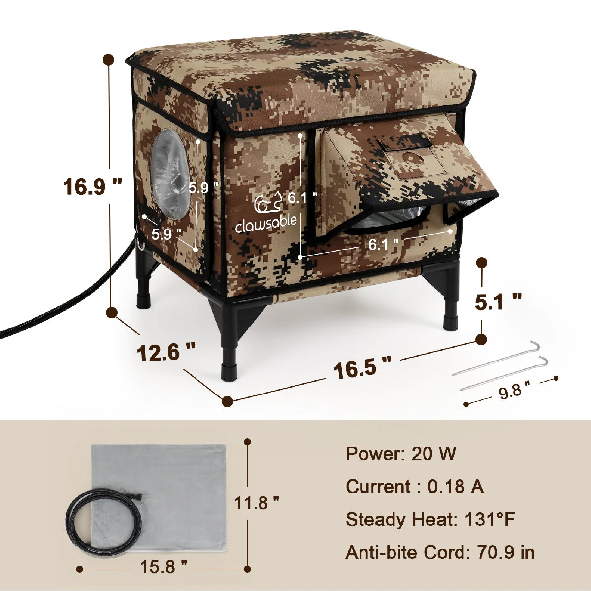 2025 Tall Classic Box Heated Cat House – Small