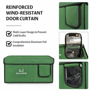 Top-openable heated cat house door curtain