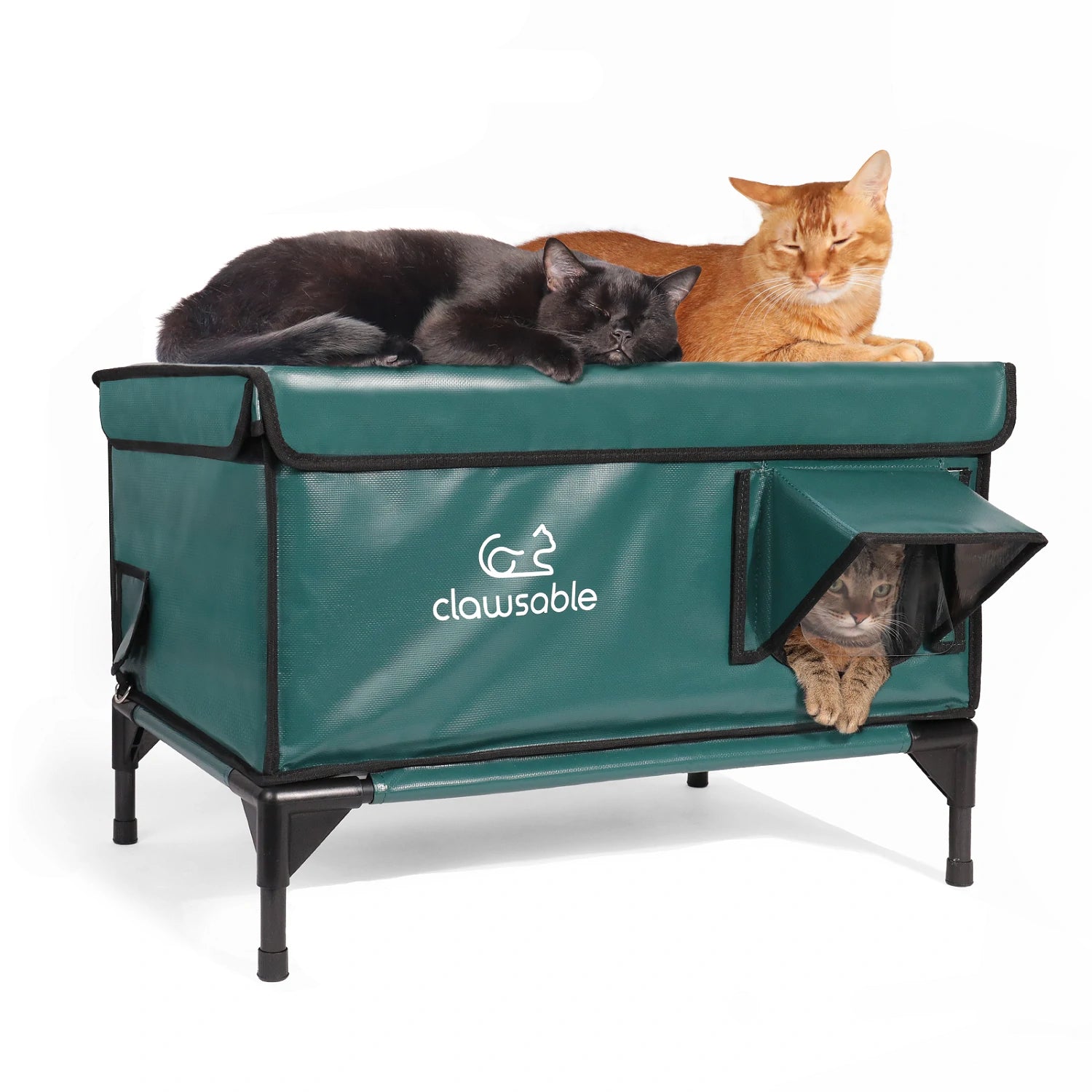 insulated outdoor cat house waterproof large green pvc