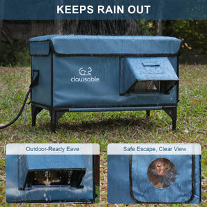 Waterproof heated outdoor cat shelter for rain and snow